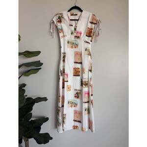 NEW TFY COLLECTION women's cap sleeves and ties resort maxi dress in ivory